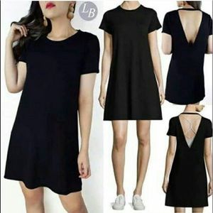 Black swing dress with open back